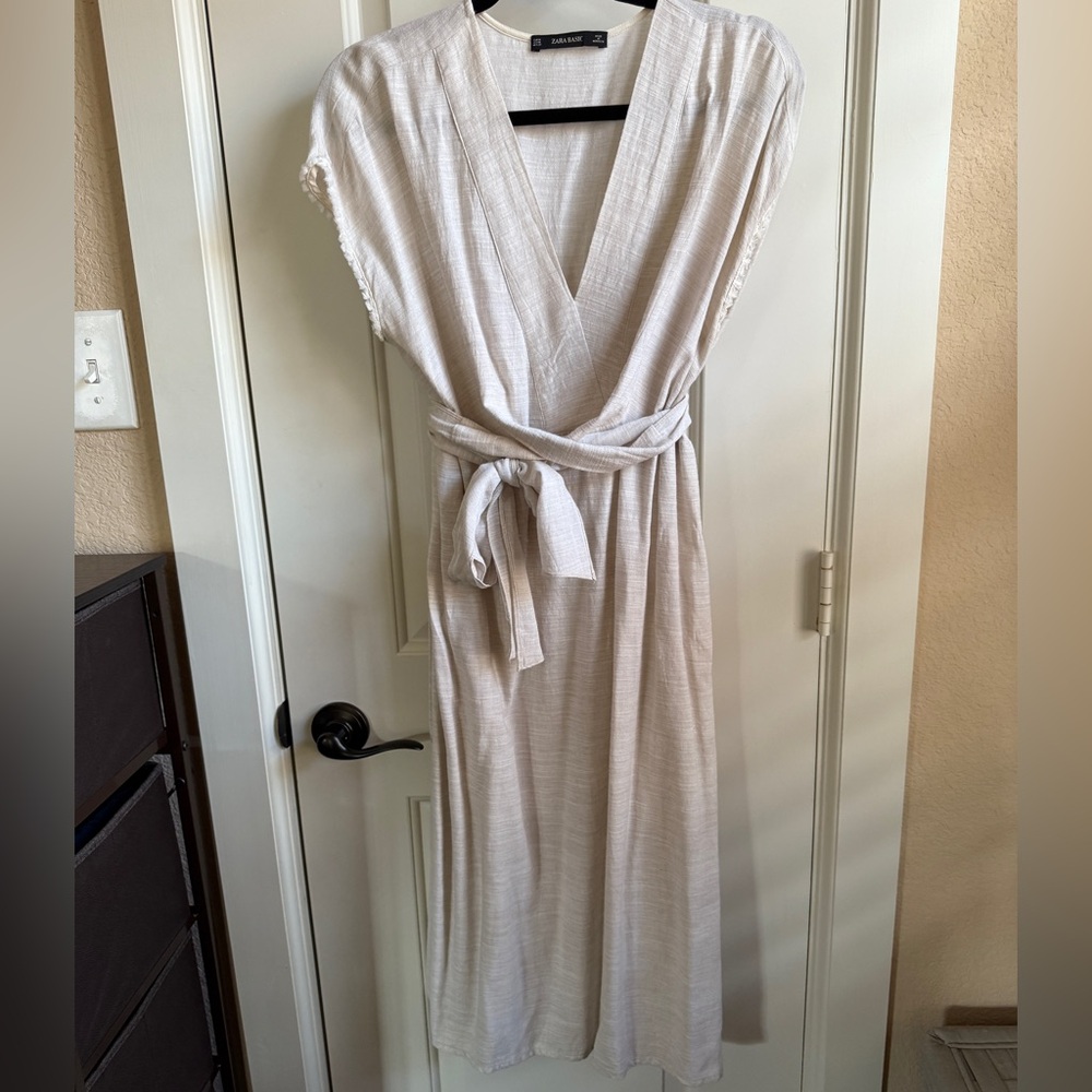 Zara Linen Blend Midi Dress